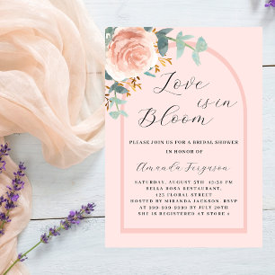 Love in Bloom floral rose gold arch Bridal Shower Invitation