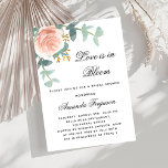 Love in bloom floral rose gold Bridal Shower Invitation<br><div class="desc">A chic white background. Decorated with a rose gold and blush pink floral,  rose flower and green watercolored eucalyptus leaves,  sprigs,  greenery and a faux gold sprig. Personalise and add the name of the bride to be and party details. Text: Love is in bloom.</div>