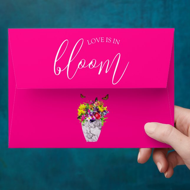 Love In Bloom Floral Wedding Envelope (Hand)