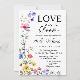Love in bloom floral wildflowers bridal shower invitation