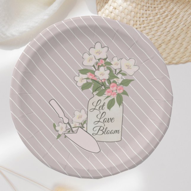 Love in Bloom Flower Blossom Bridal Shower Paper Plate (Creator Uploaded)
