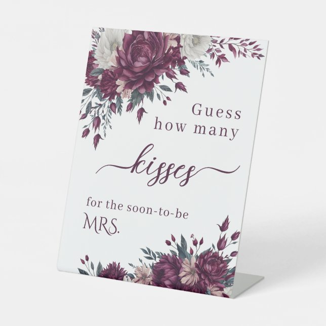 Love in Bloom Flowers Burgundy Cream Guess How  Pedestal Sign (Front)