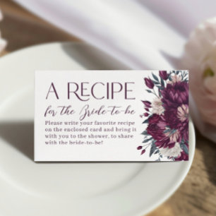Love in Bloom Flowers Burgundy Cream Recipe Enclosure Card