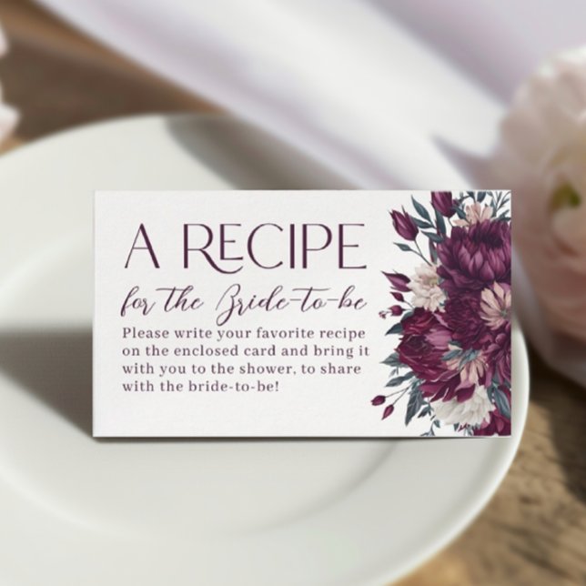 Love in Bloom Flowers Burgundy Cream Recipe Enclosure Card (Creator Uploaded)