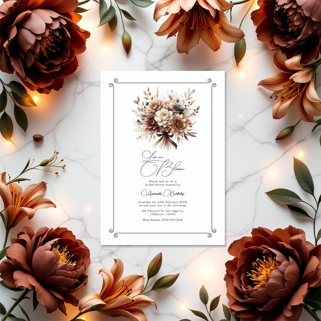 Love in Bloom Mocha Mousse Floral Bridal Shower Invitation (Love in Bloom Mocha Mousse Floral Bridal Shower Invitation)