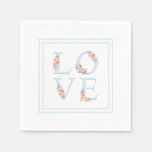 Love in Bloom Pastel Floral Alphabet Napkin