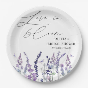 Love in Bloom Purple Wildflower Bridal Shower Paper Plate