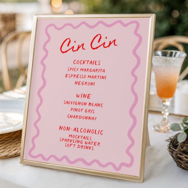 Love in Bloom Red Pink Cin Cin Bar Menu Poster (Creator Uploaded)