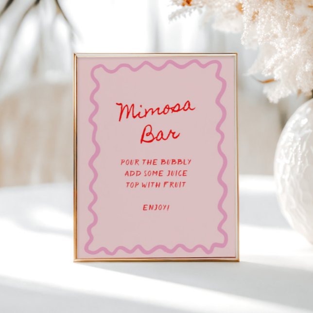 Love in Bloom Red Pink Mimosa Bar Poster (Creator Uploaded)