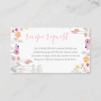 Love in Bloom | Romantic Wildflower Recipe Request Enclosure Card