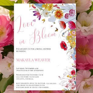 love in bloom rustic Wildflower Bridal Shower Invitation