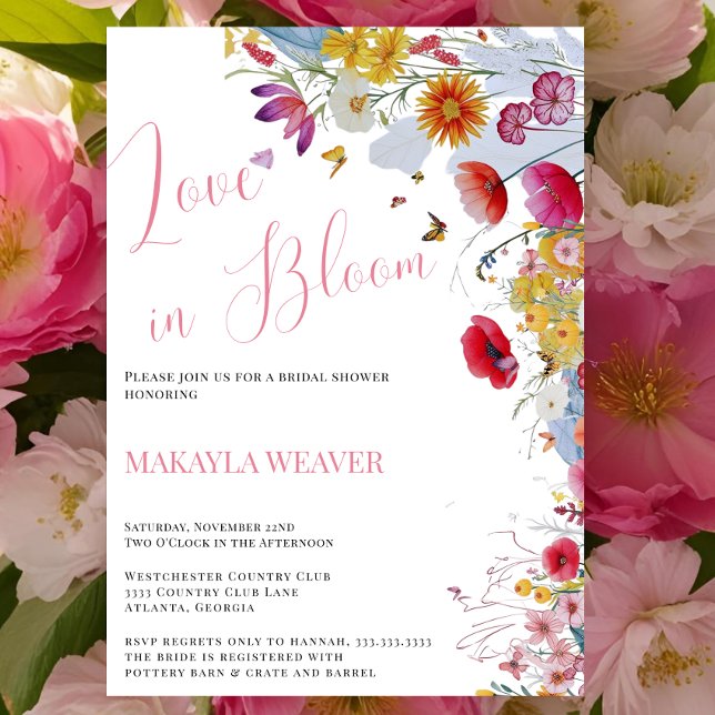 love in bloom rustic Wildflower Bridal Shower Invitation (Creator Uploaded)