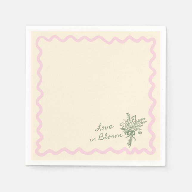 Love in Bloom Sage Pink Bridal Shower Napkin (Front)