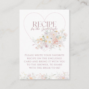 Love in Bloom Soft Wildflower Bridal Shower Recipe Enclosure Card