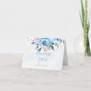 Love in Bloom Something Blue Roses Bridal Shower Thank You Card