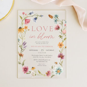 Love In Bloom Spring Floral Bridal Shower Acrylic Invitations