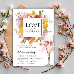 Love In Bloom Summer Pink Flowers Bridal Shower Invitation