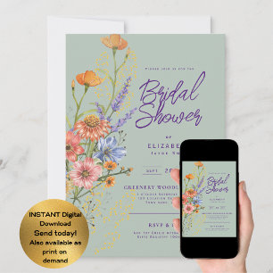 Love in Bloom Summer Wildflower Boho Floral Shower Invitation
