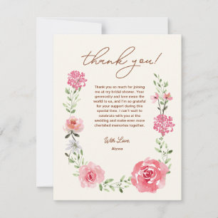 Love In Bloom Watercolor Floral Bridal shower Thank You Card