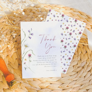 Love in Bloom Watercolor Wildflower Bridal Shower Thank You Card
