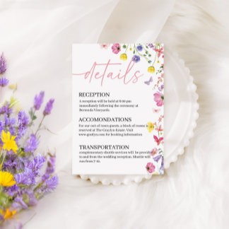 Love in Bloom Wedding Details Card