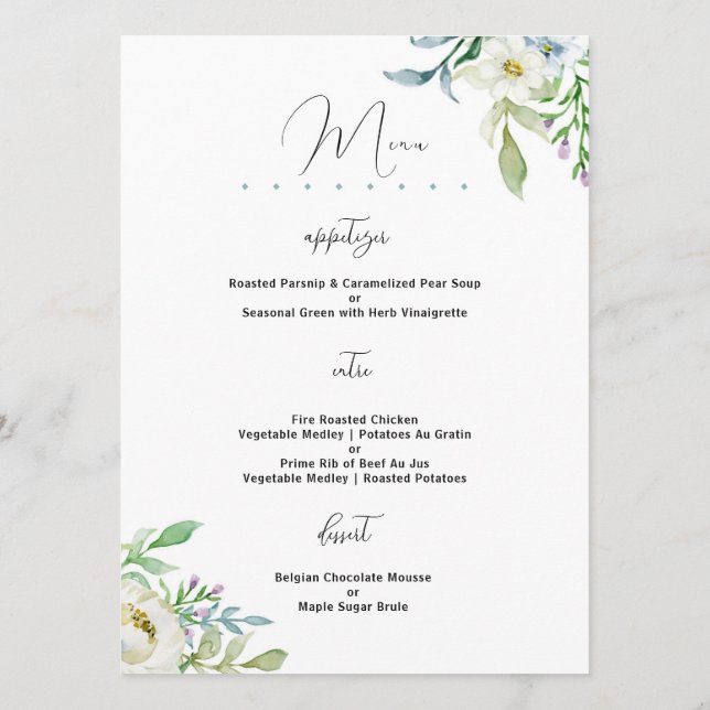 Love In Bloom, Wedding Reception, Dining  Menu (Back)