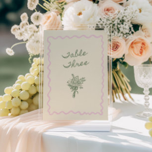 Love in Bloom Whimsical Handwritten Table 3 Card