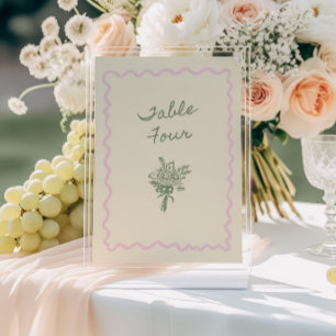 Love in Bloom Whimsical Handwritten Table 4 Card