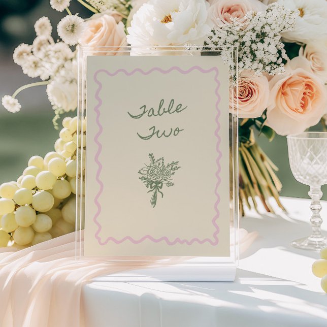 Love in Bloom Whimsical Handwritten Table Two Card (Creator Uploaded)