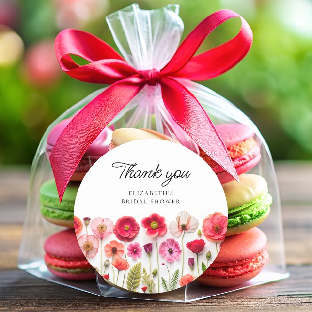 Love in Bloom Wildflower Bridal Shower Classic Round Sticker (Creator Uploaded)