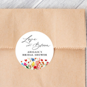 Love in Bloom Wildflower Bridal Shower Favour Classic Round Sticker