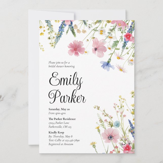 Love in Bloom Wildflower Bridal Shower Invites (Front)