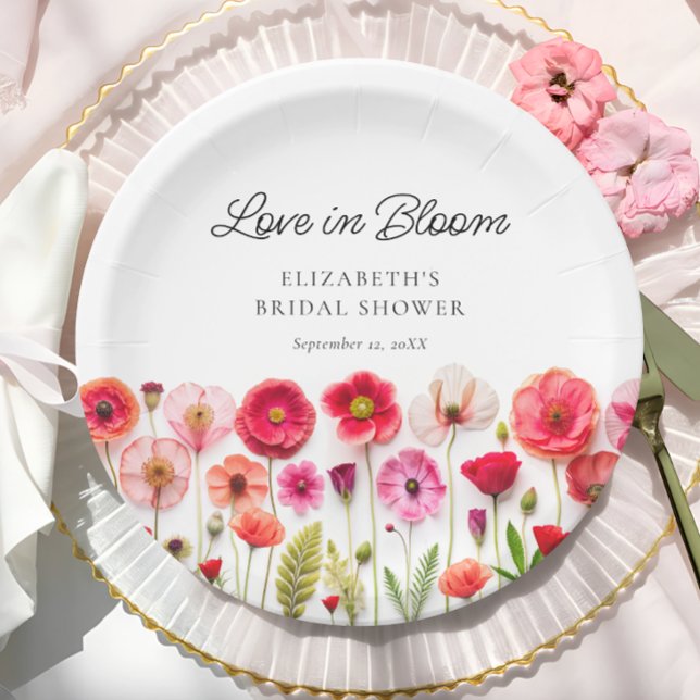Love in Bloom Wildflower Bridal Shower Paper Plate (Creator Uploaded)