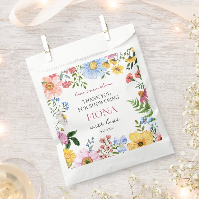Love in Bloom Wildflower Bridal Shower Thank you Favour Bag (Clipped)