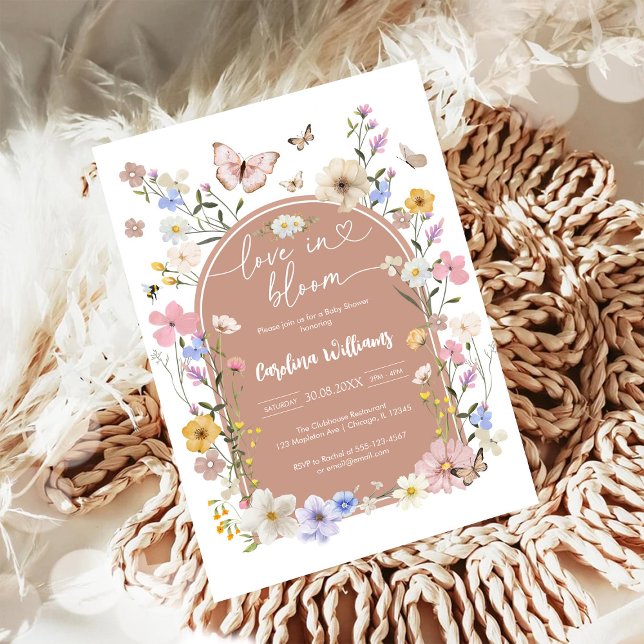 Love In Bloom Wildflower Butterfly Baby Shower Invitation (Creator Uploaded)