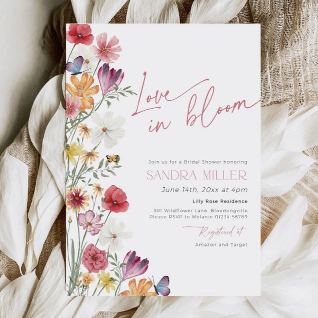Love in Bloom Wildflower Butterfly Bridal Shower Invitation (Creator Uploaded)