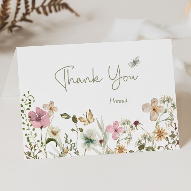 Love in Bloom Wildflower Floral Bridal Shower  Thank You Card (Creator Uploaded)