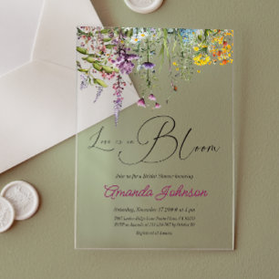 Love in Bloom Wildflower Garden Bridal Shower Acrylic Invitations