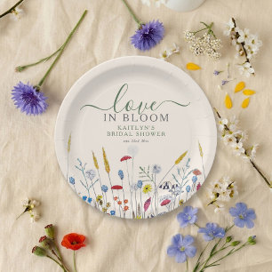 Love in Bloom Wildflower Meadow Bridal Shower Paper Plate