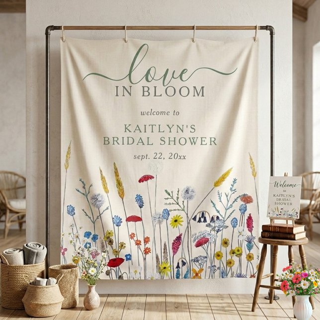 Love in Bloom Wildflower Meadow Bridal Shower Tapestry (Creator Uploaded)