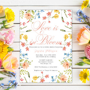 Love In Bloom Wildflower Peach Bridal Shower  Invitation