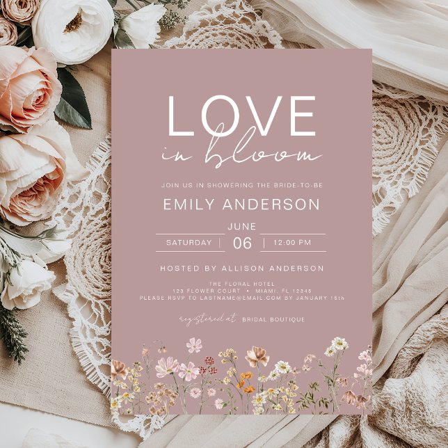Love in Bloom Wildflower Pink Bridal Shower Invitation (Creator Uploaded)