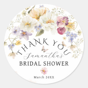 Love in bloom Wildflower Rustic Bridal Shower Classic Round Sticker