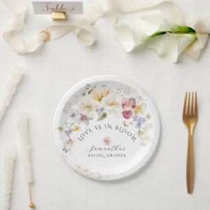 Love in bloom Wildflower Rustic Bridal Shower Paper Plate