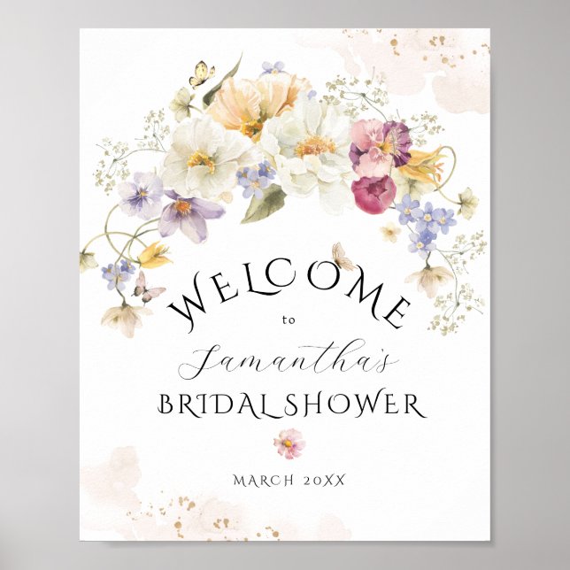 Love in bloom Wildflower Rustic Bridal Shower Poster (Front)