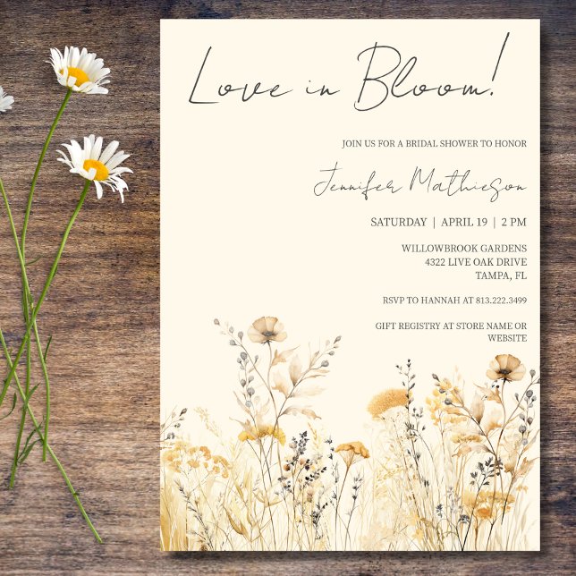 Love in Bloom Wildflowers Bridal Shower Invitation (Creator Uploaded)