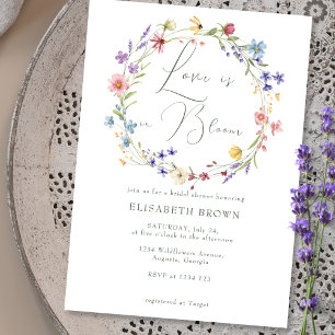 Love in Bloom Wildflowers Green Bridal Shower Invitation