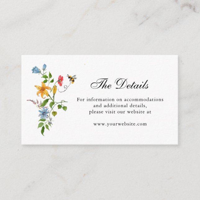 Love in Bloom Wildflowers wedding details  Enclosure Card (Front)