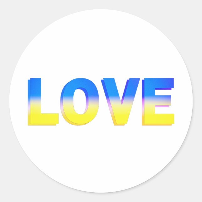 LOVE in Blue and Yellow LOVE for Ukraine Ukrainian Classic Round Sticker (Front)