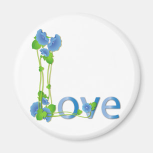 Love in Blue Flowers Magnet